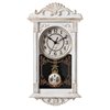 Quickway Imports Vintage Grandfather Wood- Looking Plastic Pendulum Wall Clock for Living, Kitchen, or Dining, White QI004145.WT
